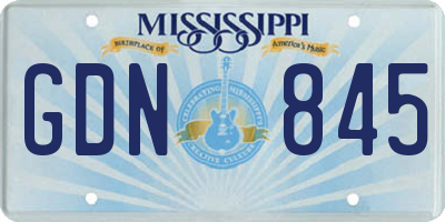 MS license plate GDN845