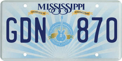MS license plate GDN870