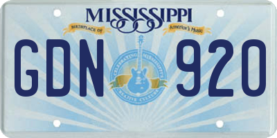 MS license plate GDN920