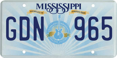 MS license plate GDN965