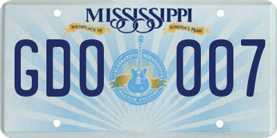 MS license plate GDO007