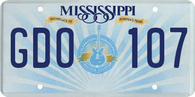 MS license plate GDO107