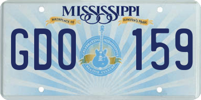 MS license plate GDO159