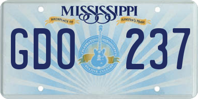 MS license plate GDO237