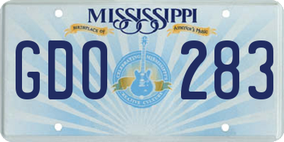 MS license plate GDO283