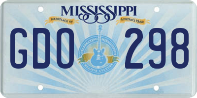 MS license plate GDO298