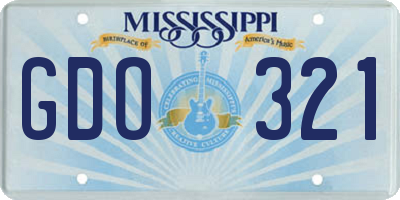 MS license plate GDO321