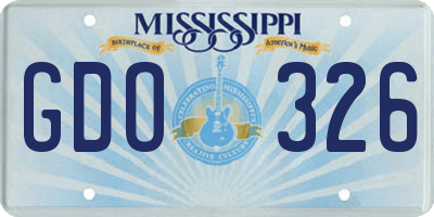 MS license plate GDO326