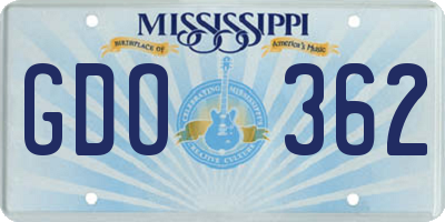 MS license plate GDO362