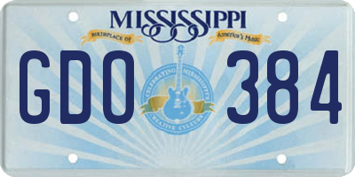 MS license plate GDO384
