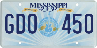 MS license plate GDO450