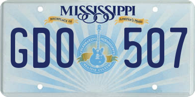 MS license plate GDO507