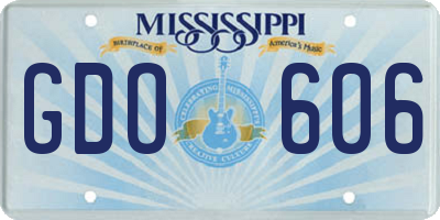 MS license plate GDO606