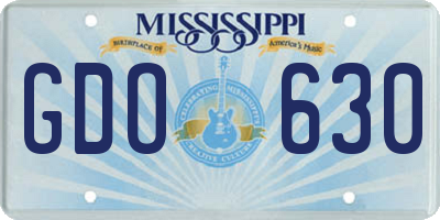 MS license plate GDO630
