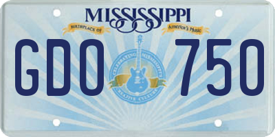 MS license plate GDO750