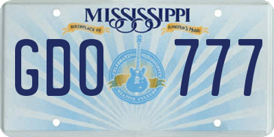MS license plate GDO777