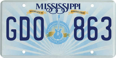 MS license plate GDO863