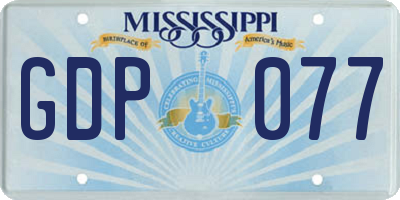 MS license plate GDP077