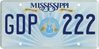 MS license plate GDP222
