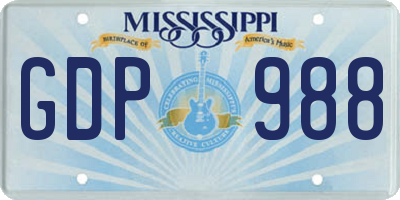 MS license plate GDP988