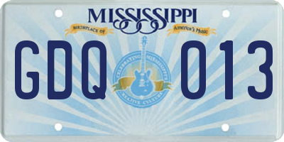 MS license plate GDQ013