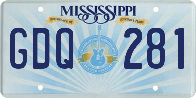 MS license plate GDQ281