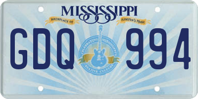 MS license plate GDQ994