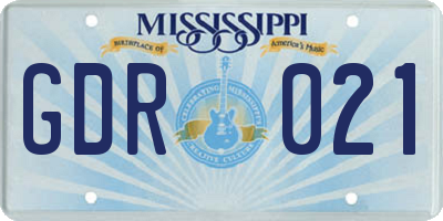MS license plate GDR021