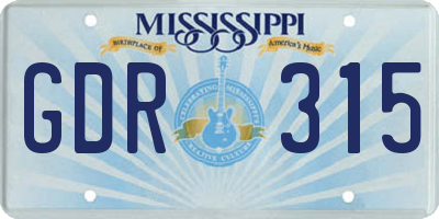 MS license plate GDR315