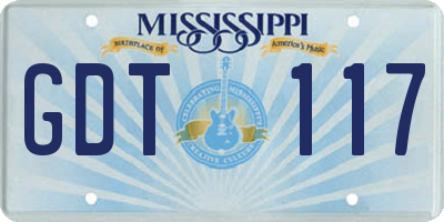 MS license plate GDT117