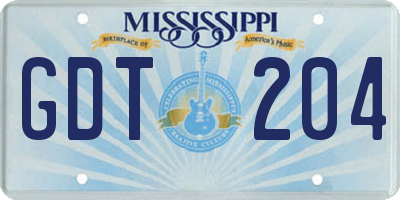 MS license plate GDT204