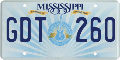 MS license plate GDT260