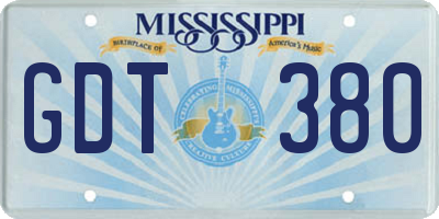 MS license plate GDT380