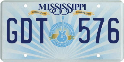 MS license plate GDT576