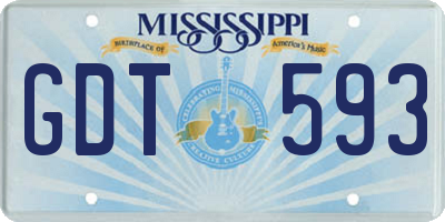 MS license plate GDT593