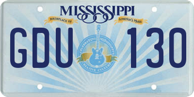 MS license plate GDU130