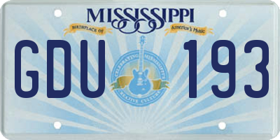 MS license plate GDU193