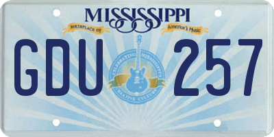 MS license plate GDU257