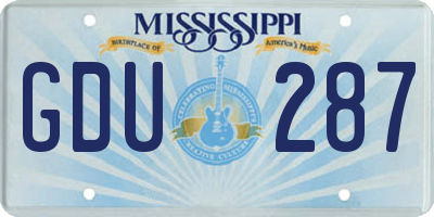 MS license plate GDU287