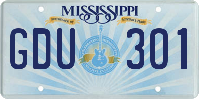 MS license plate GDU301