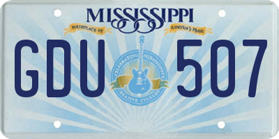 MS license plate GDU507