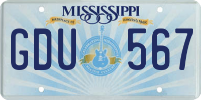 MS license plate GDU567