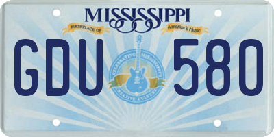 MS license plate GDU580