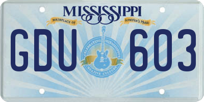 MS license plate GDU603