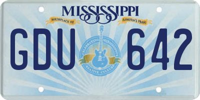 MS license plate GDU642