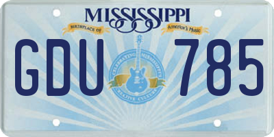 MS license plate GDU785