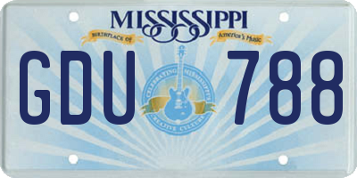 MS license plate GDU788