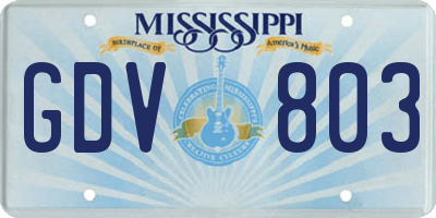 MS license plate GDV803