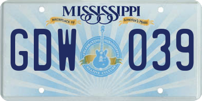 MS license plate GDW039