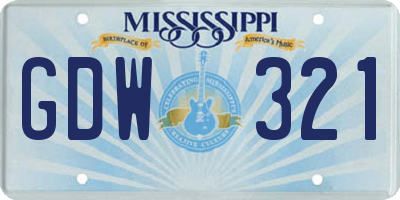 MS license plate GDW321
